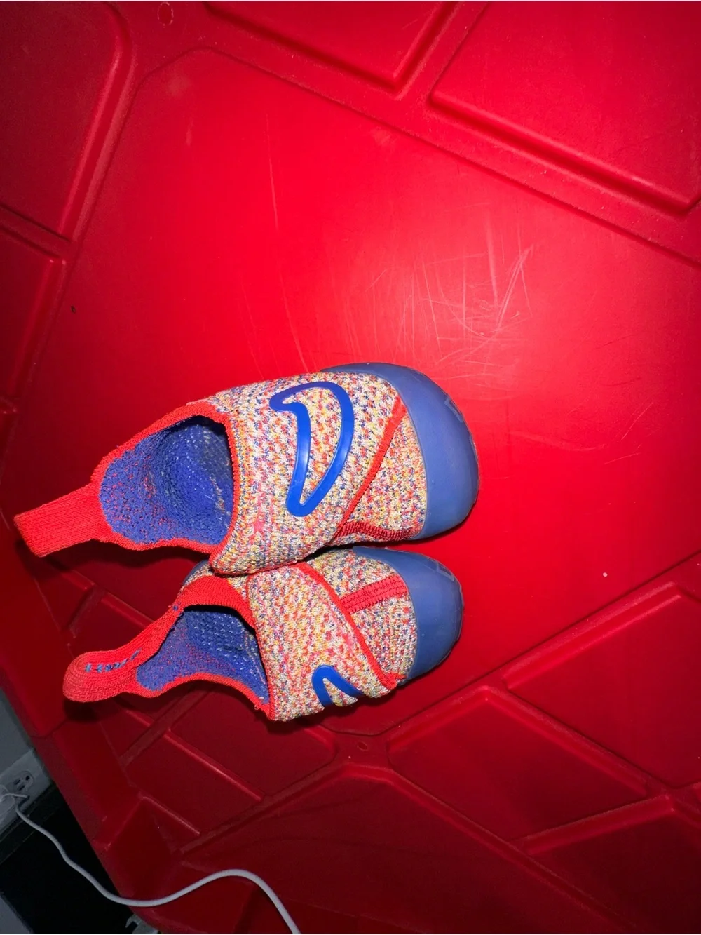 Nike Kids Slip-On Sneakers in Red with Blue Accents